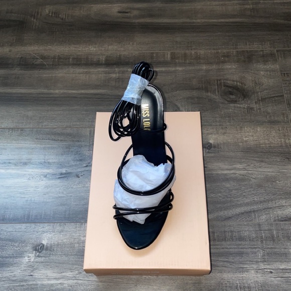 New Birthday Brunch Lace Up Black Heels - Picture 5 of 14